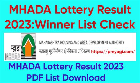 Mhada Lottery Result 2023: Check Winner List, and Draw Result.